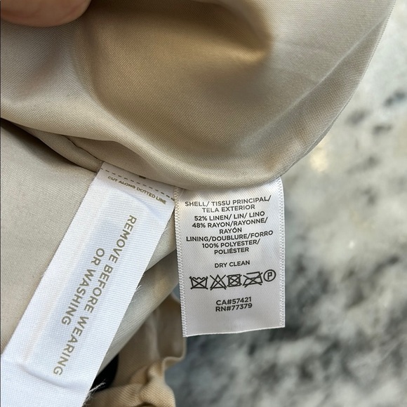 Ann Taylor Paper Bag Waist Linen Blend Wide Leg Tan Pants | Small - Picture 4 of 4